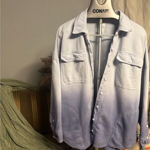 Men's Gradient Blue and White Shirt Jacket
